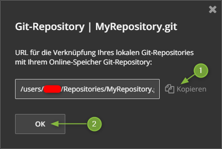 HiDrive - Link zum erzeugten Repository