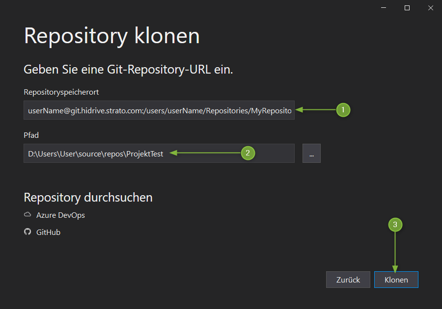 VS2019 - Repository klonen