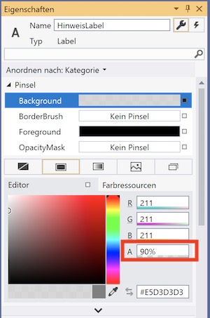 Alpha-Kanal im Eigenschaften-Fenster