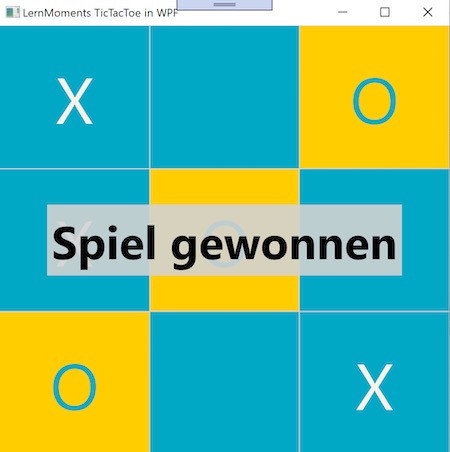 Mein TicTacToe mit Spiel gewonnen Label