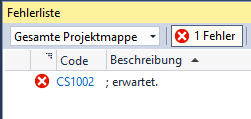 Syntaxfehler iin Visual Studio